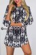 Black Casual Print Letter Shirt Collar Tops
