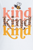 White Casual Street Print Patchwork O Neck T-Shirts
