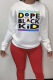 White Casual Street Print Patchwork Letter O Neck Tops