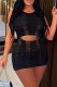 Black Sexy Solid Hollowed Out See-through O Neck Sleeveless Dress Dresses
