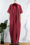 Green Elegant Solid Patchwork Slit O Neck Evening Dress Dresses