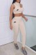Cream White Sportswear Print Letter O Neck Sleeveless Two Pieces