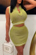 Ginger Sexy Solid Patchwork See-through Turndown Collar Sleeveless Two Pieces