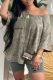Olive Green Casual Solid Patchwork One Shoulder Short Sleeve Two Pieces