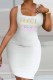 White Street Print Letter U Neck One Step Skirt Dresses