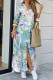 Lake Green Casual Street Print Patchwork Buckle Turndown Collar Shirt Dress Dresses