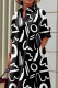 Black White Casual Print Patchwork Buckle Turndown Collar Dresses
