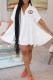 White Casual Print Letter Turndown Collar A Line Dresses