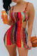 Colour Sexy Patchwork Hollowed Out Tie-dye Spaghetti Strap Skinny Rompers