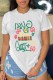 White Casual Print Letter O Neck T-Shirts