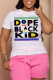 White Street Print Patchwork Letter O Neck T-Shirts