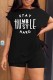 Black Casual Print Basic O Neck Short Sleeve Two Pieces