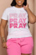 White Street Print Patchwork O Neck T-Shirts