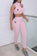 Pink Street Print Letter O Neck Sleeveless Two Pieces