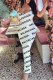 White Sexy Print Backless Letter Square Collar Wrapped Skirt Dresses