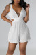 White Sexy Solid Hollowed Out Patchwork V Neck Straight Rompers