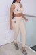 Cream White Sportswear Print Letter O Neck Sleeveless Two Pieces