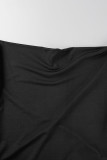 Brownness Sexy Solid Patchwork Backless Slit Spaghetti Strap One Step Skirt Dresses