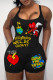 Black Sexy Print Patchwork U Neck Skinny Rompers