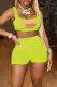 Fluorescent Green Street Print Patchwork U Neck Sleeveless Two Pieces
