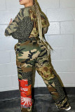 Camouflage Casual Street Print Patchwork High Waist Straight Patchwork Bottoms