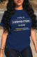 Navy Blue Casual Street Print Patchwork O Neck T-Shirts