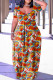 Red Yellow Casual Print Basic V Neck Short Sleeve Dress Dresses