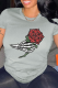 Grey Casual Daily Skull Patchwork O Neck T-Shirts