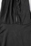 Pink Sexy Solid Patchwork Backless Hooded Collar Pencil Skirt Dresses