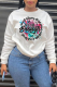 White Street Print Patchwork Letter O Neck Tops