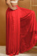 Red Casual Solid Patchwork Fold High Waist Wide Leg Solid Color Bottoms