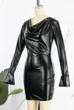 Red Sexy Solid Patchwork V Neck Pencil Skirt Dresses