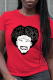 Red Casual Street Print Patchwork O Neck T-Shirts