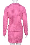 Pink Casual Solid Buttons Turndown Collar Long Sleeve Two Pieces