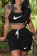 Black Casual Print Patchwork U Neck Sleeveless Two Pieces