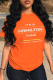 Orange Casual Street Print Patchwork O Neck T-Shirts