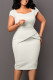 White Casual Work Solid Patchwork Square Collar One Step Skirt Dresses