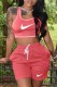 Watermelon Red Casual Print Patchwork U Neck Sleeveless Two Pieces