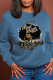 Blue Casual Vintage Print Patchwork O Neck Tops