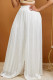 White Casual Solid Patchwork Fold High Waist Wide Leg Solid Color Bottoms
