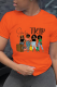 Orange Daily Vintage Print Patchwork Letter O Neck T-Shirts