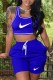 Blue Casual Print Patchwork U Neck Sleeveless Two Pieces