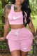 Pink Casual Print Patchwork U Neck Sleeveless Two Pieces