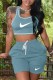 Cyan Casual Print Patchwork U Neck Sleeveless Two Pieces