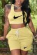 Light Yellow Casual Print Patchwork U Neck Sleeveless Two Pieces