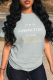 Grey Casual Street Print Patchwork O Neck T-Shirts