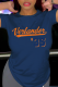 Navy Blue Casual Street Print Patchwork Letter O Neck T-Shirts