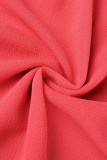 Red Casual Elegant Solid Patchwork O Neck Straight Dresses