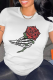 White Casual Daily Skull Patchwork O Neck T-Shirts