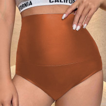 Brown Casual Solid Basic Skinny High Waist Conventional Solid Color Bottoms